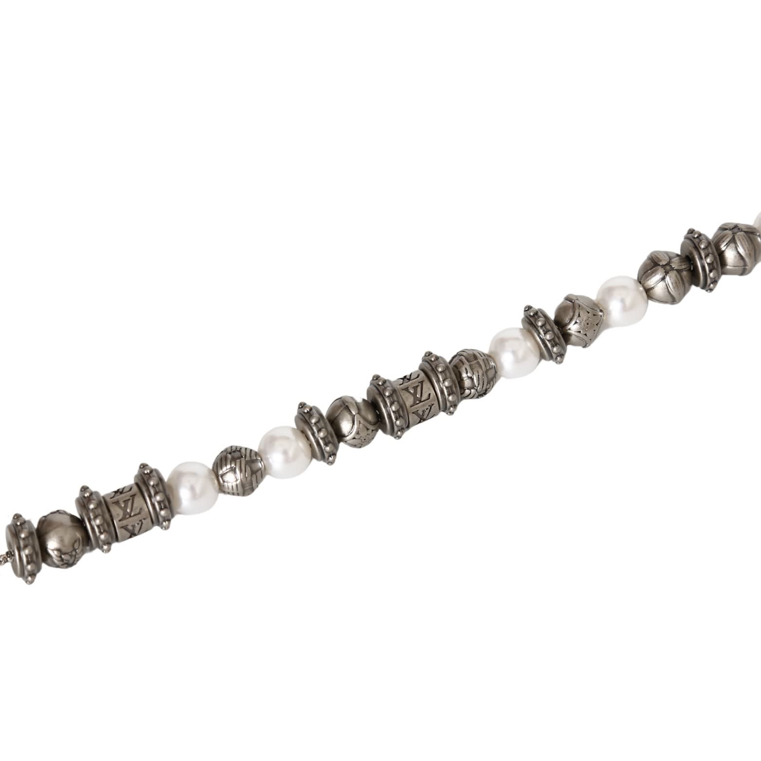 Louis Vuitton Silver Tone Beaded Necklace-M03619